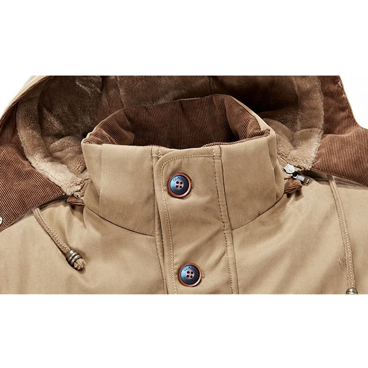 Men's Winter Jacket Parka Plus Velvet Thick Multi Pocket Jackets Solid Parkas Male Plus Size Windproof Fleece Warm Thick Coats