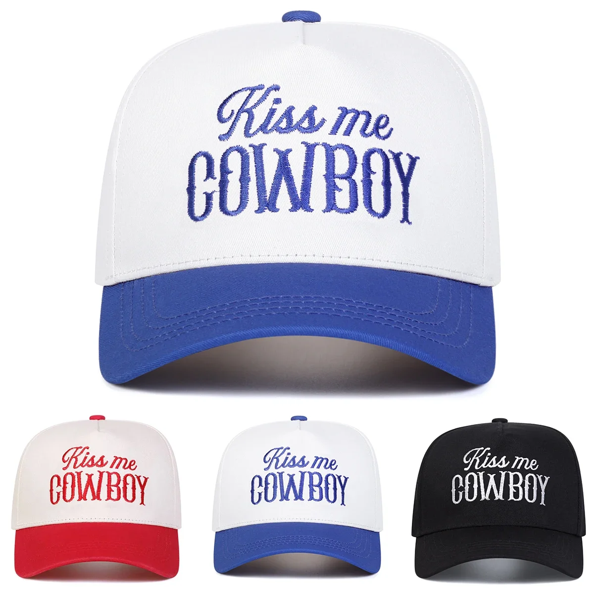 Unisex COWBOY Baseballkappen mit Buchstabenstickerei, Frühling und Herbst, für den Außenbereich, verstellbare Freizeithüte, Sonnenschutzhut, Sportkappe