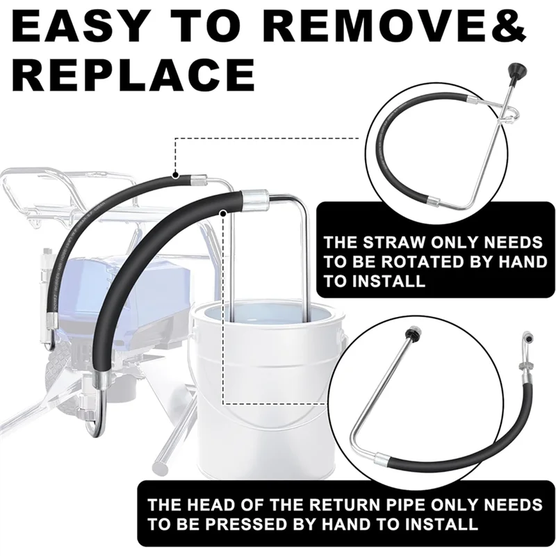 Conjuntos de mangueira de sucção e linha de refluxo de aço inoxidável A76X-Hromee, pulverizador de tinta mal ventilado-acessórios para 390 395 490 495 595 695