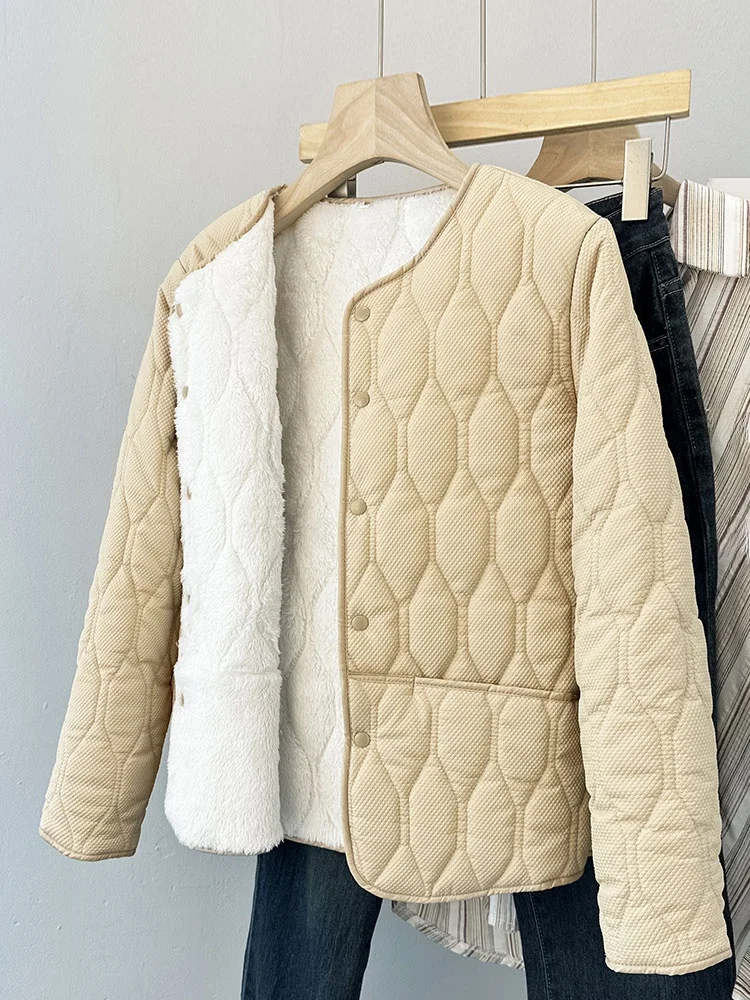 

Women's Thiened Fce Lined down Cotton Jaet 2024 Sle Warm Slimming Qui Heating Autumn Winter New Arrival Cotton Pad...