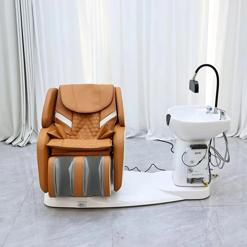 Modern Beauty Salon Furniture Electric Adjustable Reclining Rotation Shampoo Bed Luxury Head Spa Full Body Massage Washing Chair