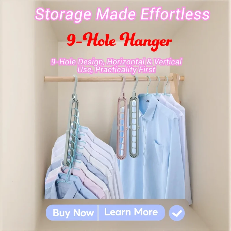 

Home & Garden 9 Hole Clothes Hanger Foldable Magic Rotating Multi Functional Home Travel Storage Multi-Color Plastic Hanger