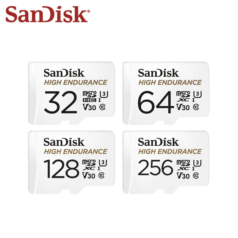 SanDisk Memory Card 32GB 64GB 128GB 256GB Read Speed Up To 100MB/s V30 Class 10 U3 High Endurance Micro SD Card UHS-I TF Card