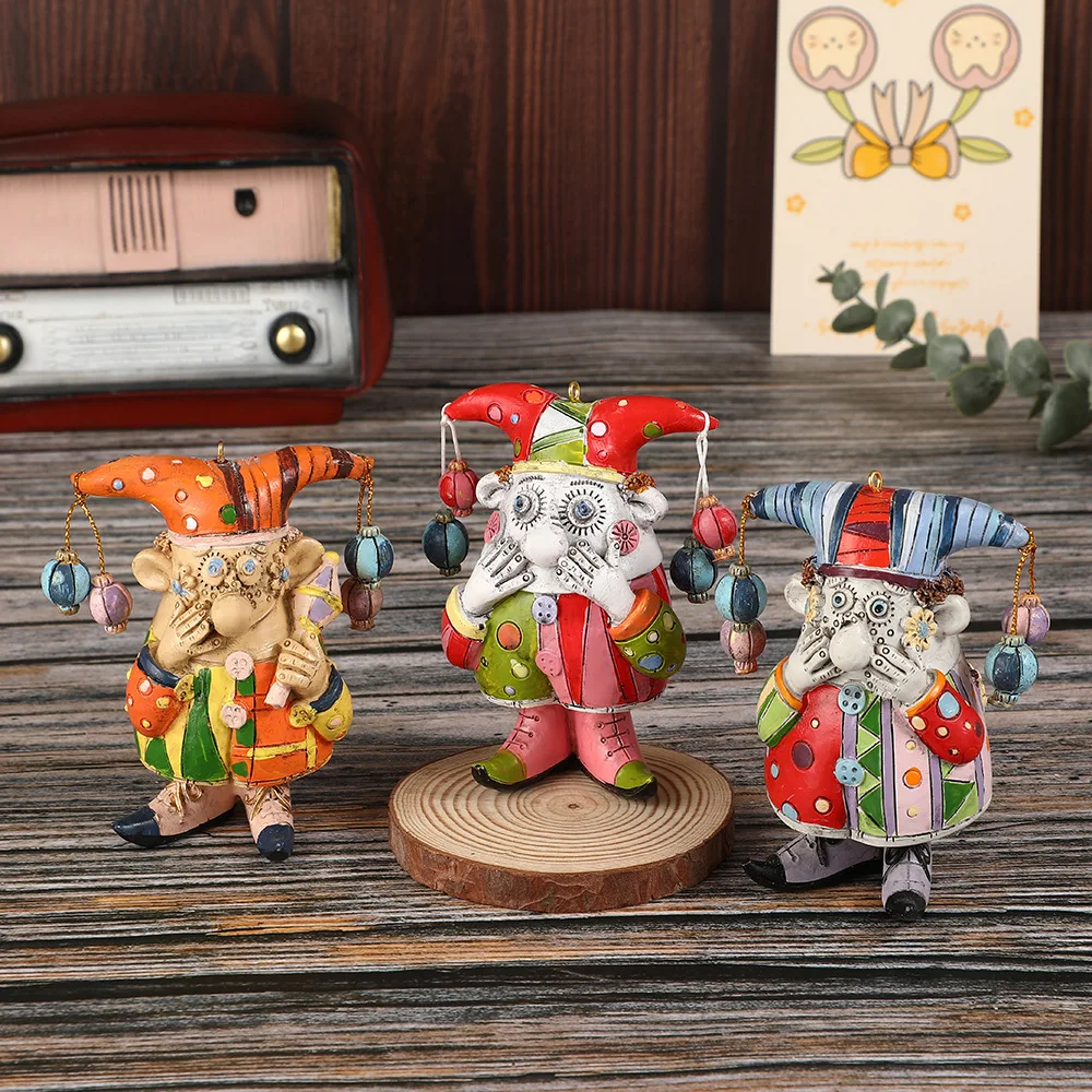 Cute Clown Facepalm Resin Figurine - Halloween Desk , Spooky Tabletop Decor, Gothic Cartoon  Gift