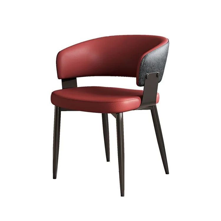 &New Modern Leather Upholstered Dining Chair With Solid Wood Frame And Metal Legs For Home Dining