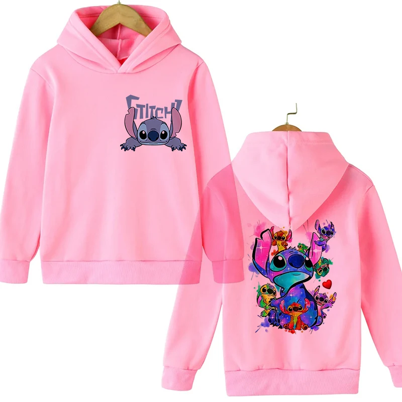 Hoodies Y2k Anime Stitch Hoodie Children Cartoon Clothes Kid Girl Boy Lilo and Stitch Sweatshirt Manga Hoody Baby Casual Top