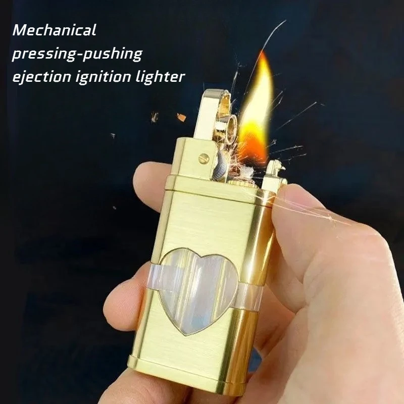 Love Heart Transparent Visible Fuel Tank Lighter Press The Button To Ignite Instantly Great Gift for Your Boyfriend