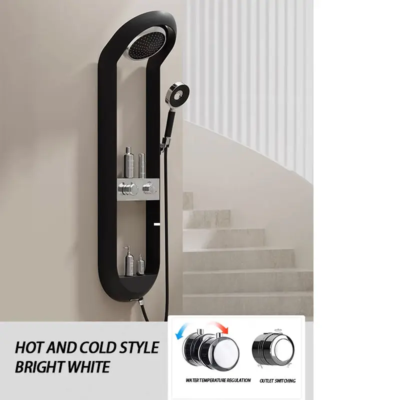 Black Digital Circular Shower System High Water Pressure Bathroom Smart Shower,Multifunctional Fashion Shower Set