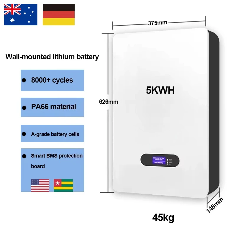 Power Wall Lifepo4 Solar Powerwall Battery 10kWh 5kWh 48V 51.2V 100Ah 200Ah 10kWh Lifepo4 Storage Solar Lithium Battery