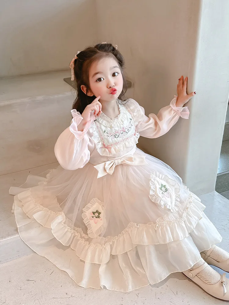 Girl\'S Lolita Princess dress2024new autumn baby girl dress autumn skirt CHILDREN\'S autumn models dress