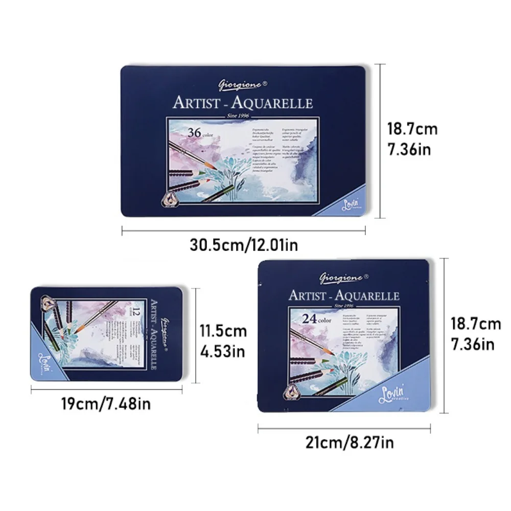 Wooden 12/24/36 Colors Pencil Set Professional Painting Watercolor Pencil Set with Brush Colorful Art