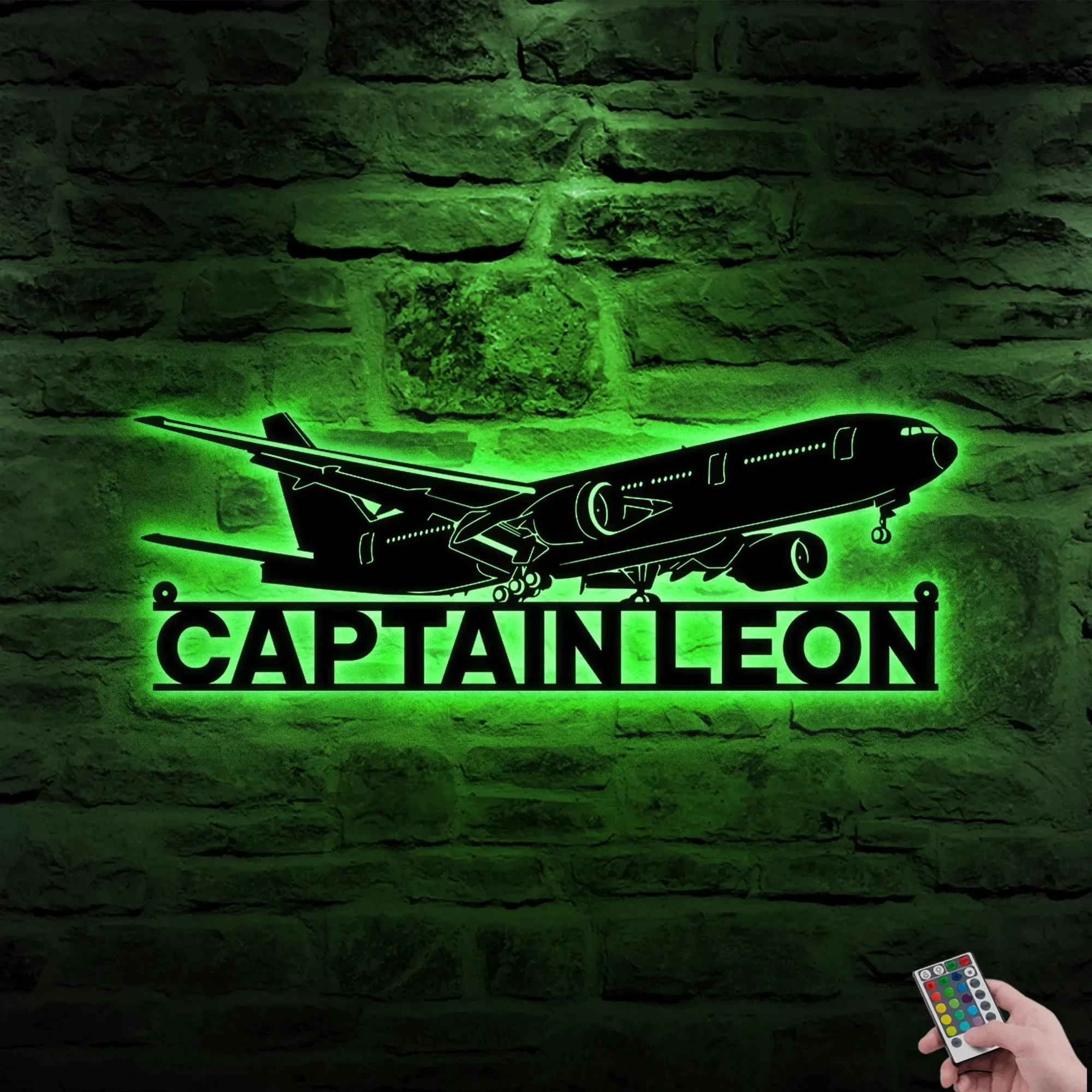 Boeing 777 Metal Sign With LED Light – Personalized Airplane Name Sign, Home or Office Decor, Gift for Pilot, Aviation Hobbyist