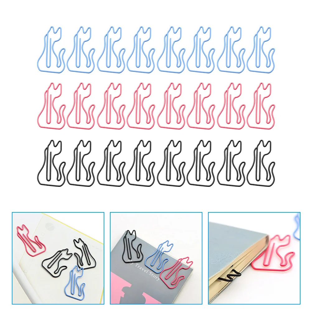 

24Pcs Cat Paper Clips Cute Animal Design Paperclips for Office School Document Clips Decorative Metal Marking Clip