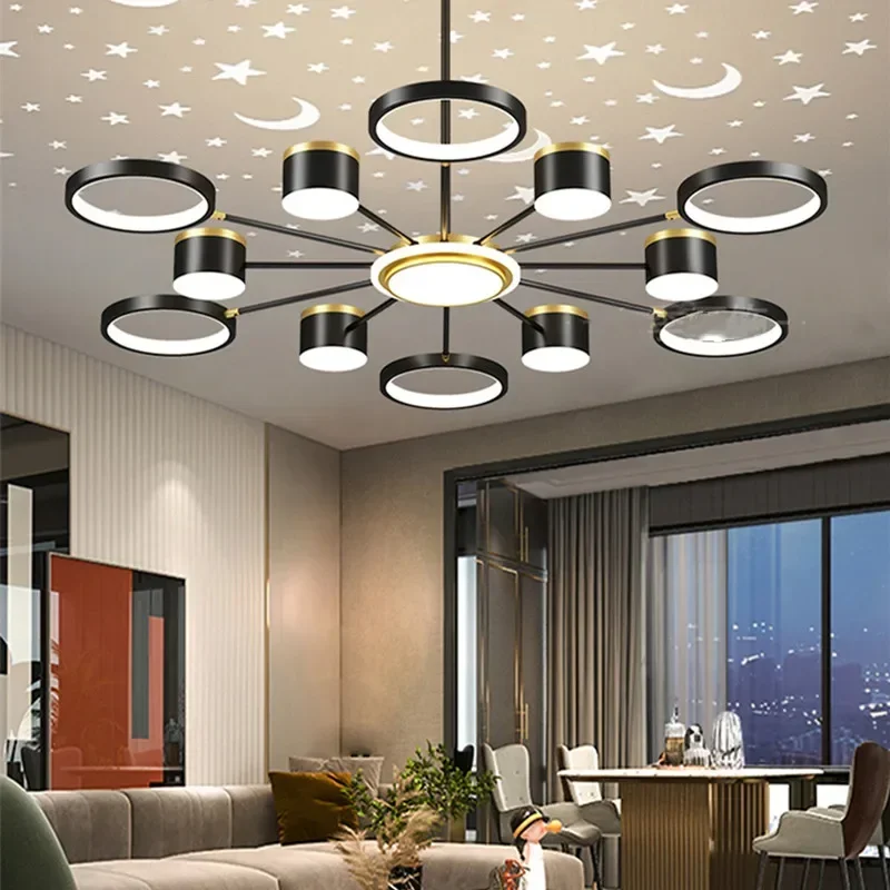 Imagem -04 - Lustres Estrelados Românticos Modernos Luminária de Teto Branco Criativo Home Interior Stepless Lâmpada do Teto Novo Luzes 2024