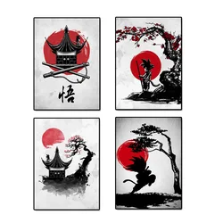 Classic Anime Character Canvas Painting Dragon Ball Goku Ink Watercolor Poster Wall Art Print Mural Children Room Decor Cuadros