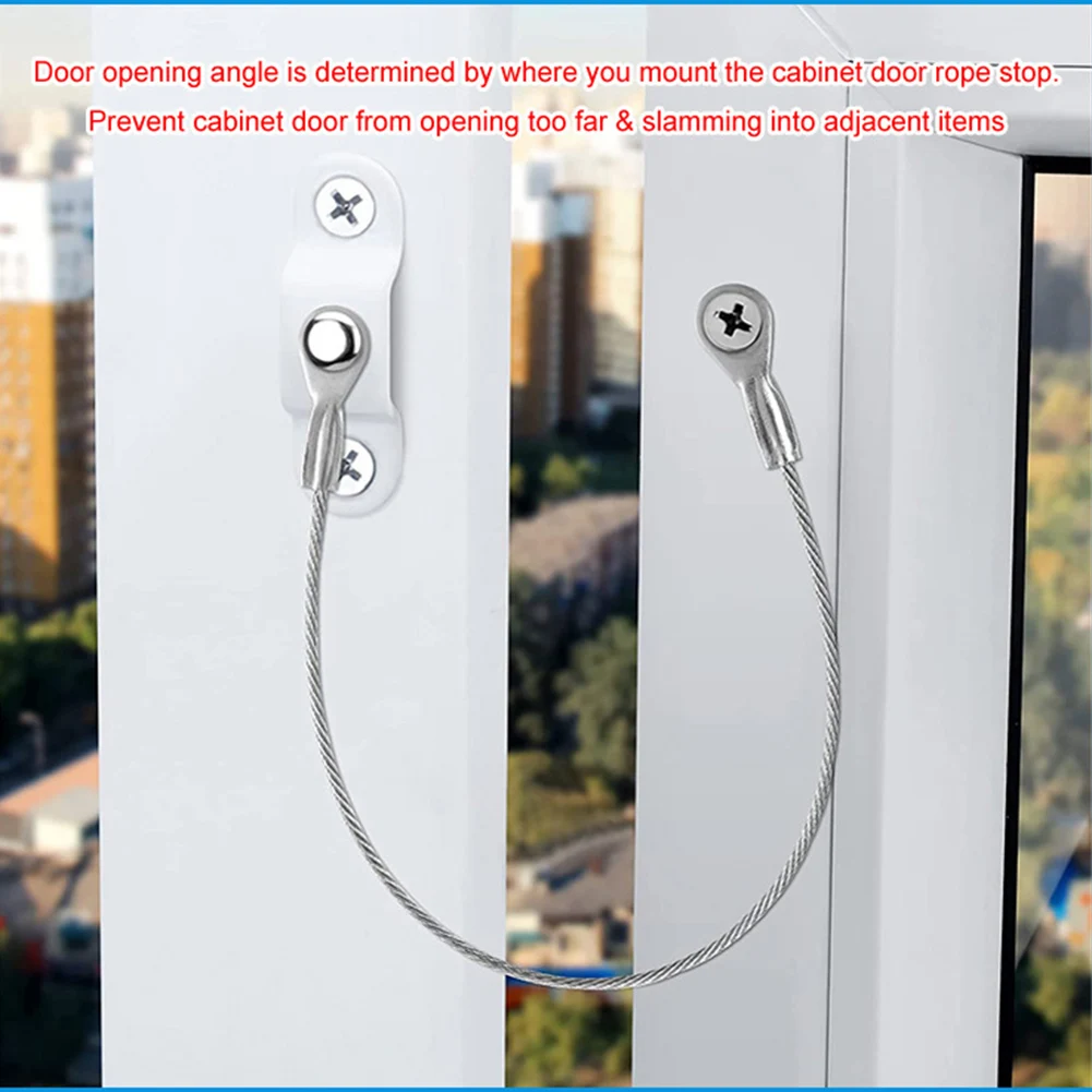 4pcs Stainless Steel Lanyard Cable for Door Restraint Window Stopper Wire Rope Part Stopper Rope Accessories