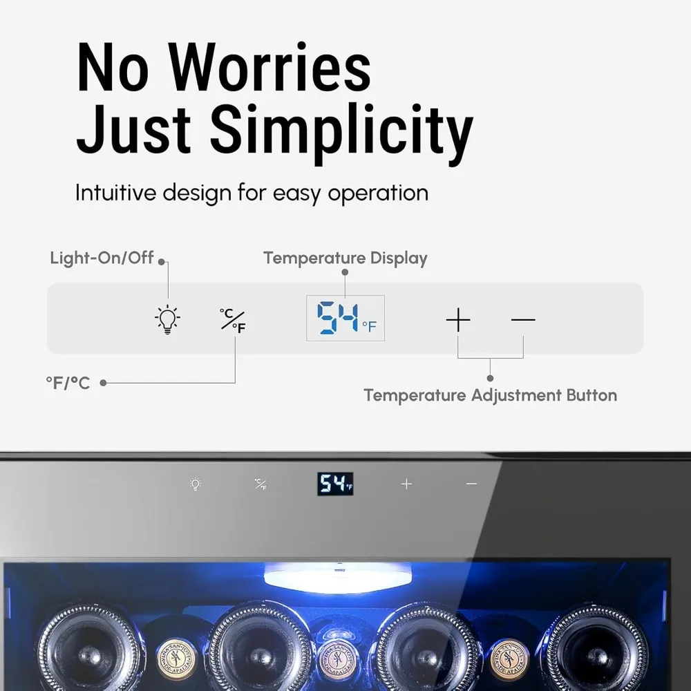 Холодильник для вина — холодильник для вина на 46 бутылок, 38–65 лет ℉   Цифровое управление с двойной стеклянной дверью и светодиодной подсветкой, отдельно стоящим или встроенным