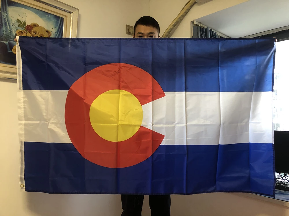 SKY FLAG colorado flag 90x150cm double penetration polyester us usa state colorado flag USA flag hanging banner