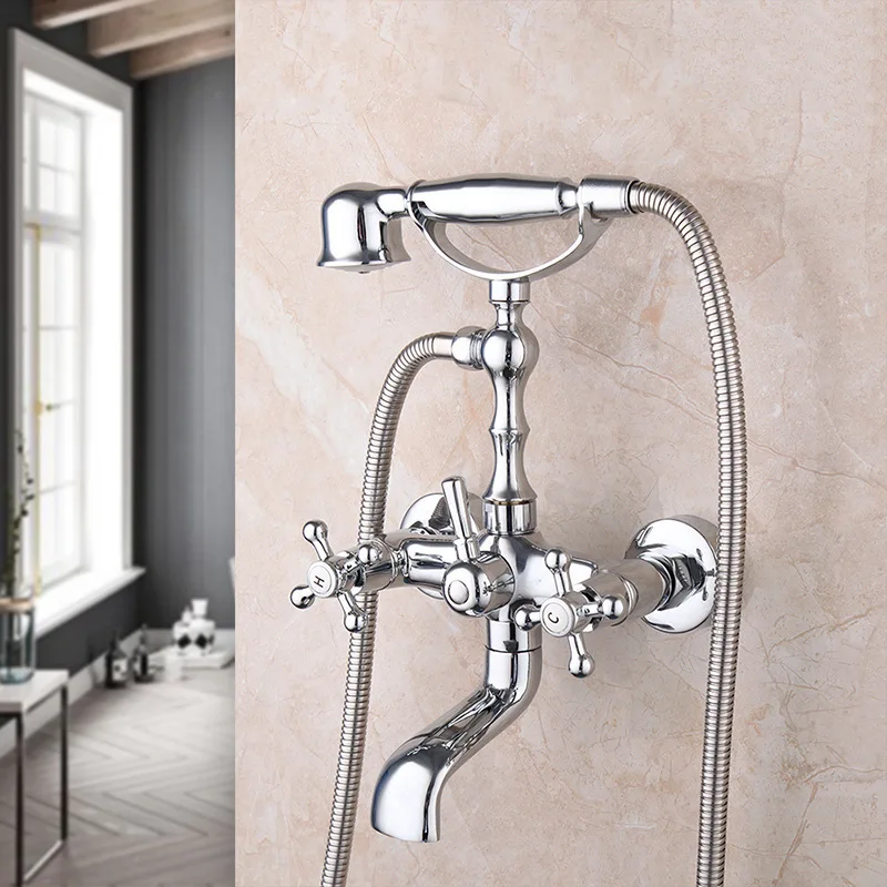 

European bathroom, bathroom, bathtub, shower set, wall-mounted phone, seven-way simple handheld shower, water dragon