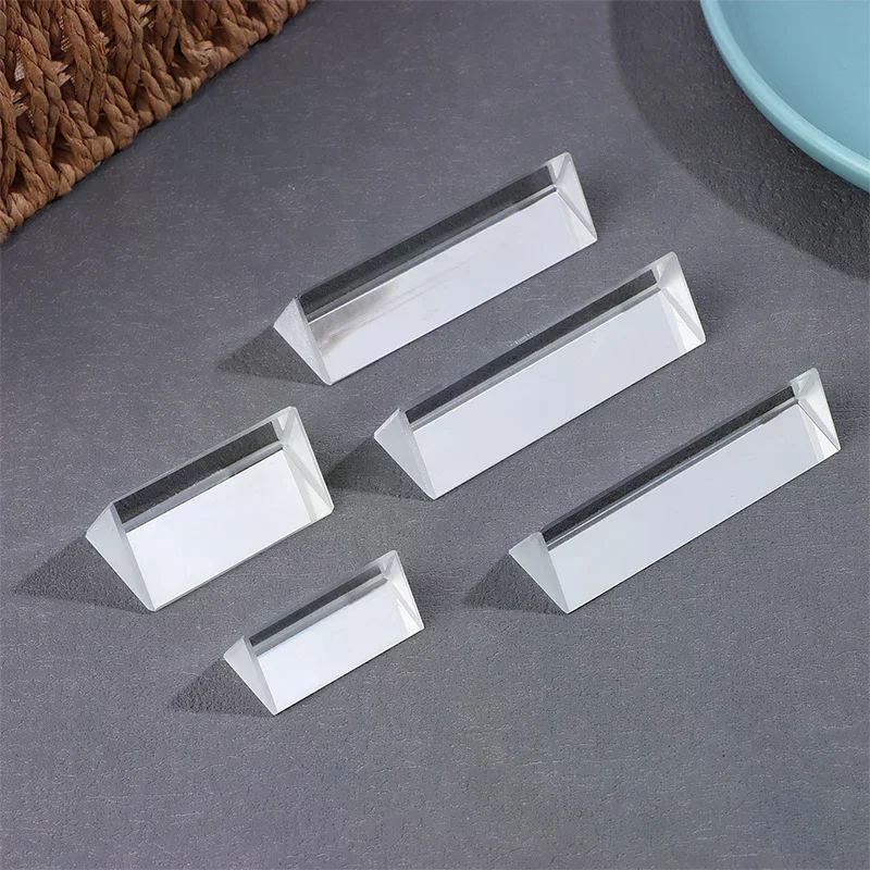 Triangular Glass Prism Light Spectrum Reflector Physics Teaching Experiment Tool Photography Accessory Science Gift for Kids Adu