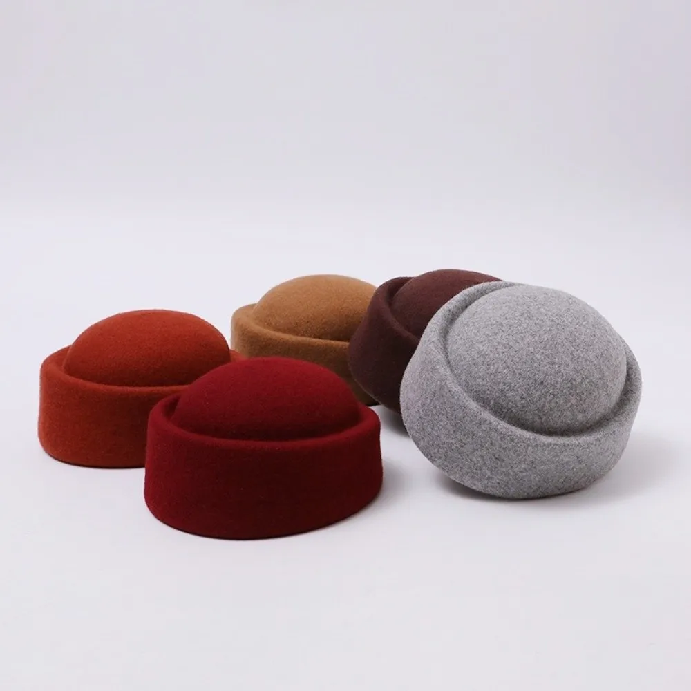 New Warm Insulation Dome Pillbox Hat Secure Fit Wool Round Top Hat Soft Texture Women Winter Hat Travel