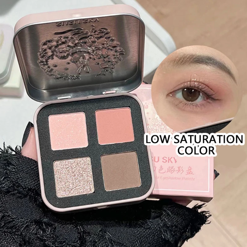 SUSU SKY Lady Rabbit 4 色アイシャドウ パレット — マットな仕上がり、肌のトーンを強化、自然なブレンド、毎日多用途