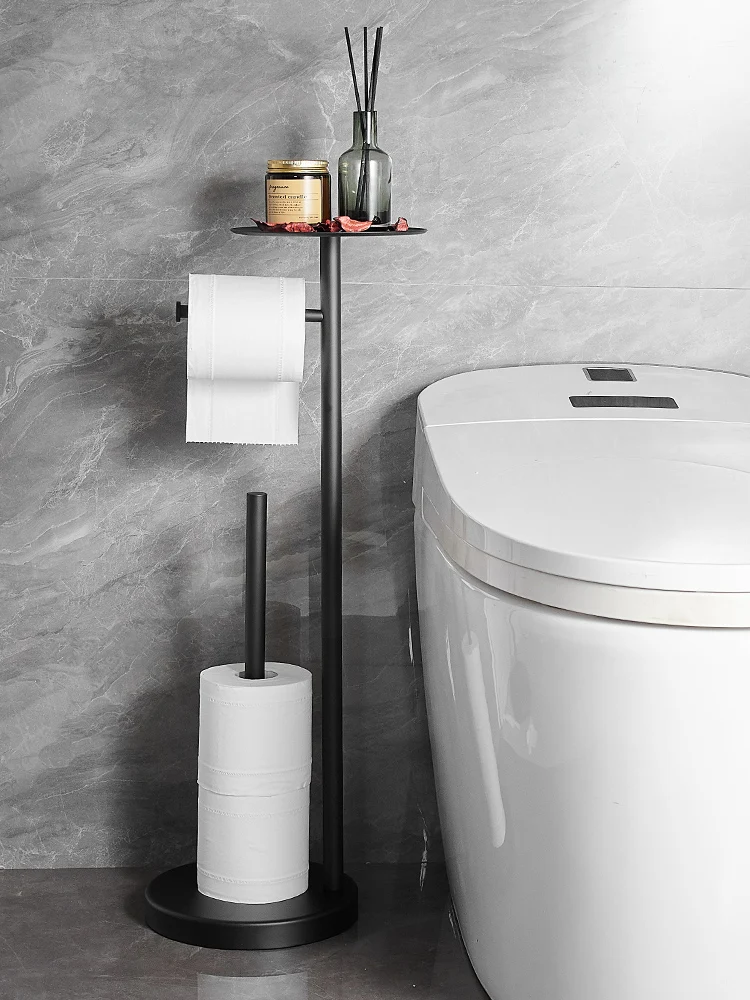 Toilet Tissue Holder Creative and Slightly Luxury Stainless Steel Punch-Free Toilet Paper Roll Holder Vertical Floor-Standing