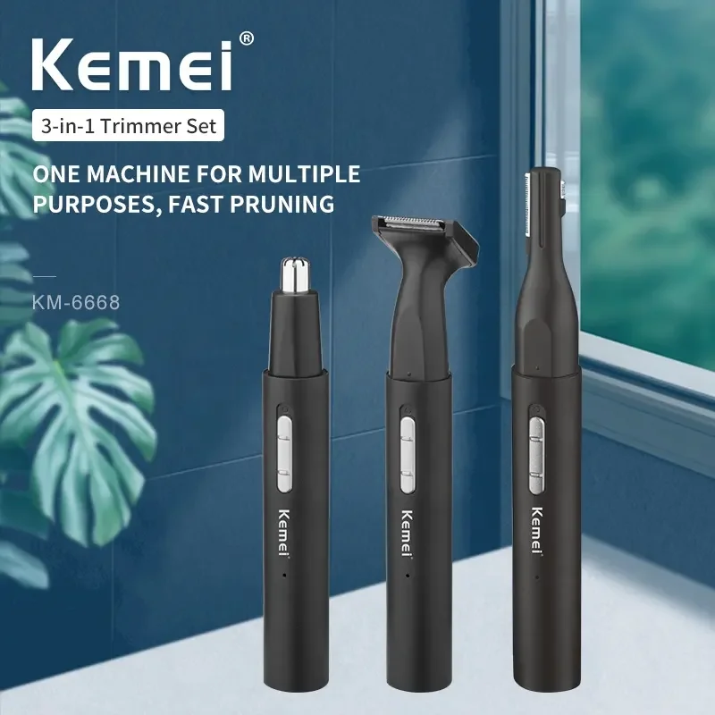 Kemei KM-6668 Multifunctional Portable Electric Stainless Steel Personal Care Unisex Electric Nose Hair Trimmer