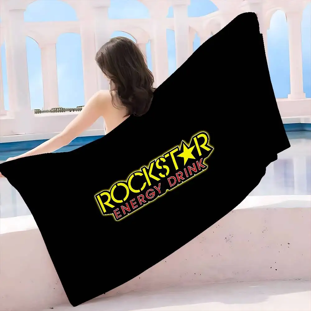 R-Rockstar E-Energy D-Drink Bath Towel Microfiber Soft Water Absorbing Breathable For Girl Kids Decorative Cartoon Beach Towel