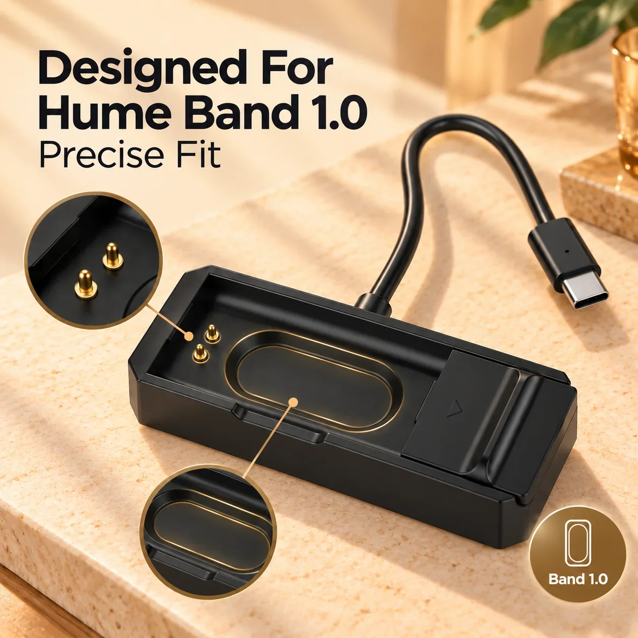 Magnetic Replacement Charging Dock for Hume Band 1.0, Portable USB-C Charger 100cm Power Cable for Hume Band 1.0 Smart Wristband