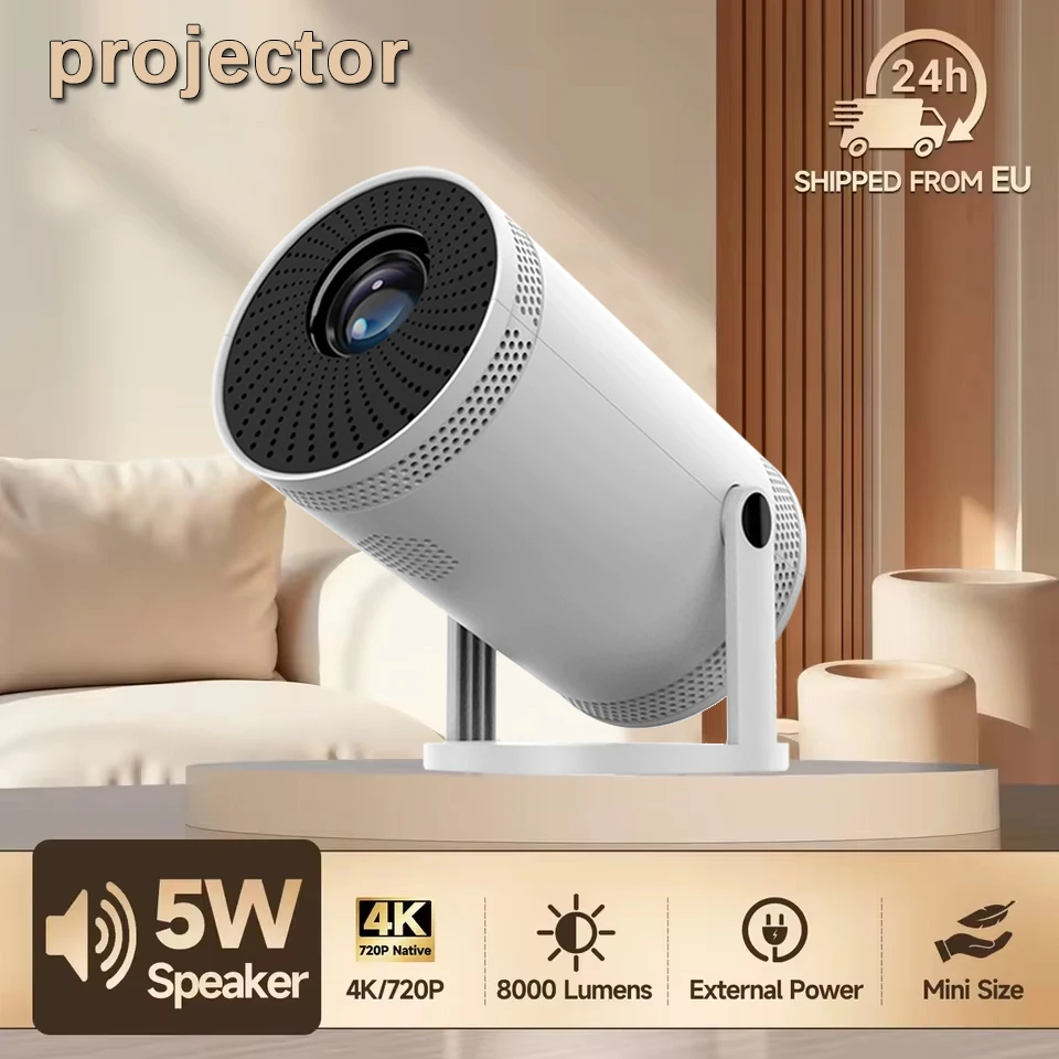 휴대용 프로젝터 4K 지원 안드로이드11 080P 비디오 프로젝터 260ANSI 와이파이 180 °   회전식 홈 시네마 빔 스마트 야외 프로젝터