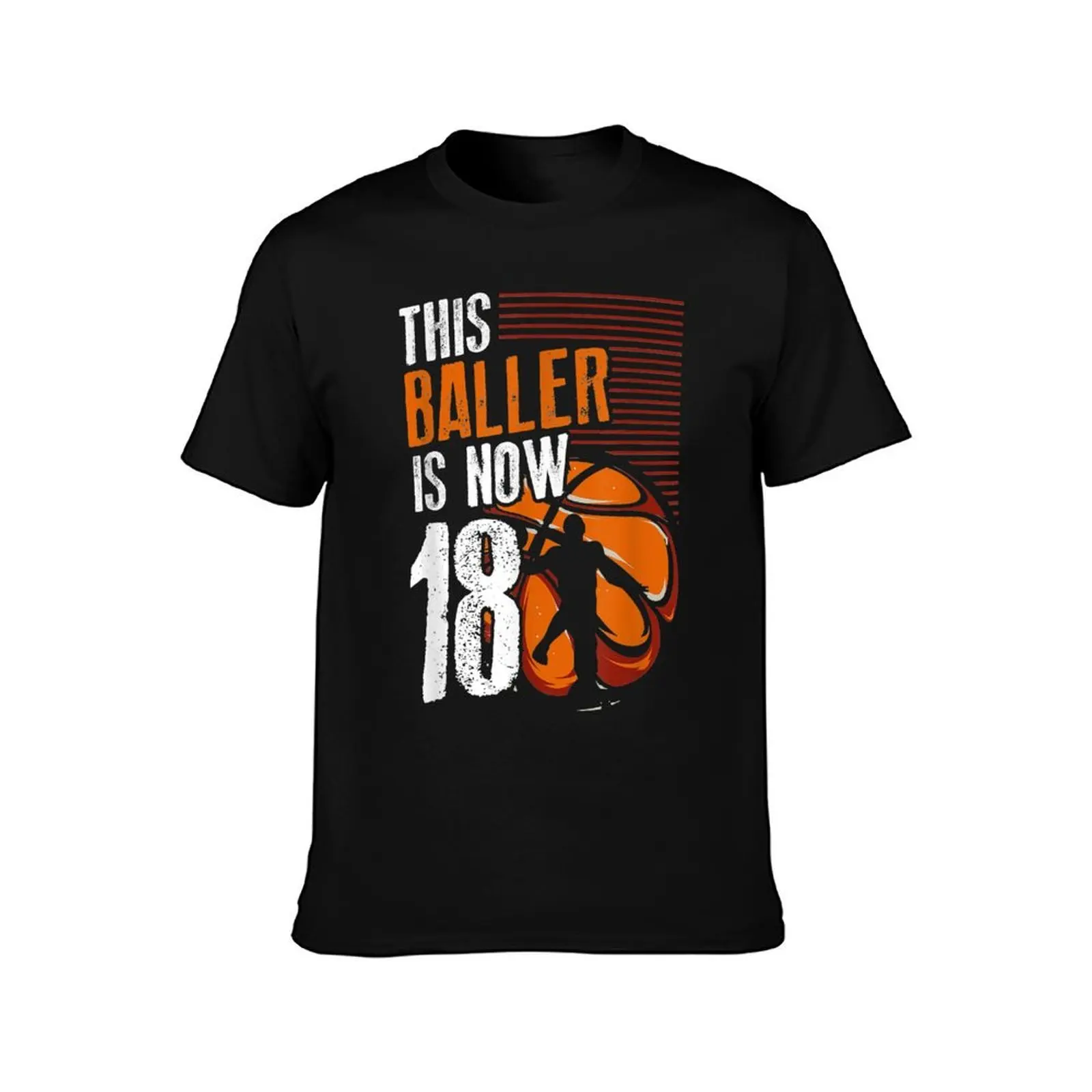 This Baller Is Now 18 Basketball 18th Birthday Sports T-Shirt, Summer Casual Cotton Tee, Oversized Streetwear Tops, 100% Cotton