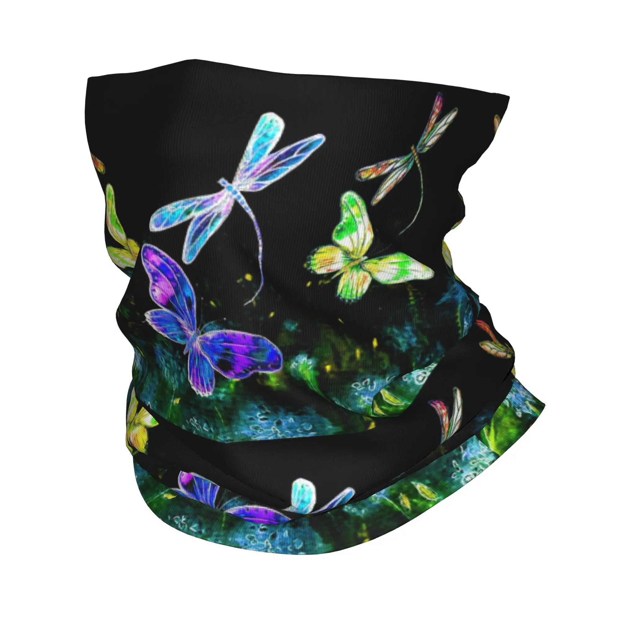 

Dragonfly and Butterfly Dance Bandana Neck Gaiter Printed Mask Scarf Warm Balaclava Cycling For Men Women Adult
