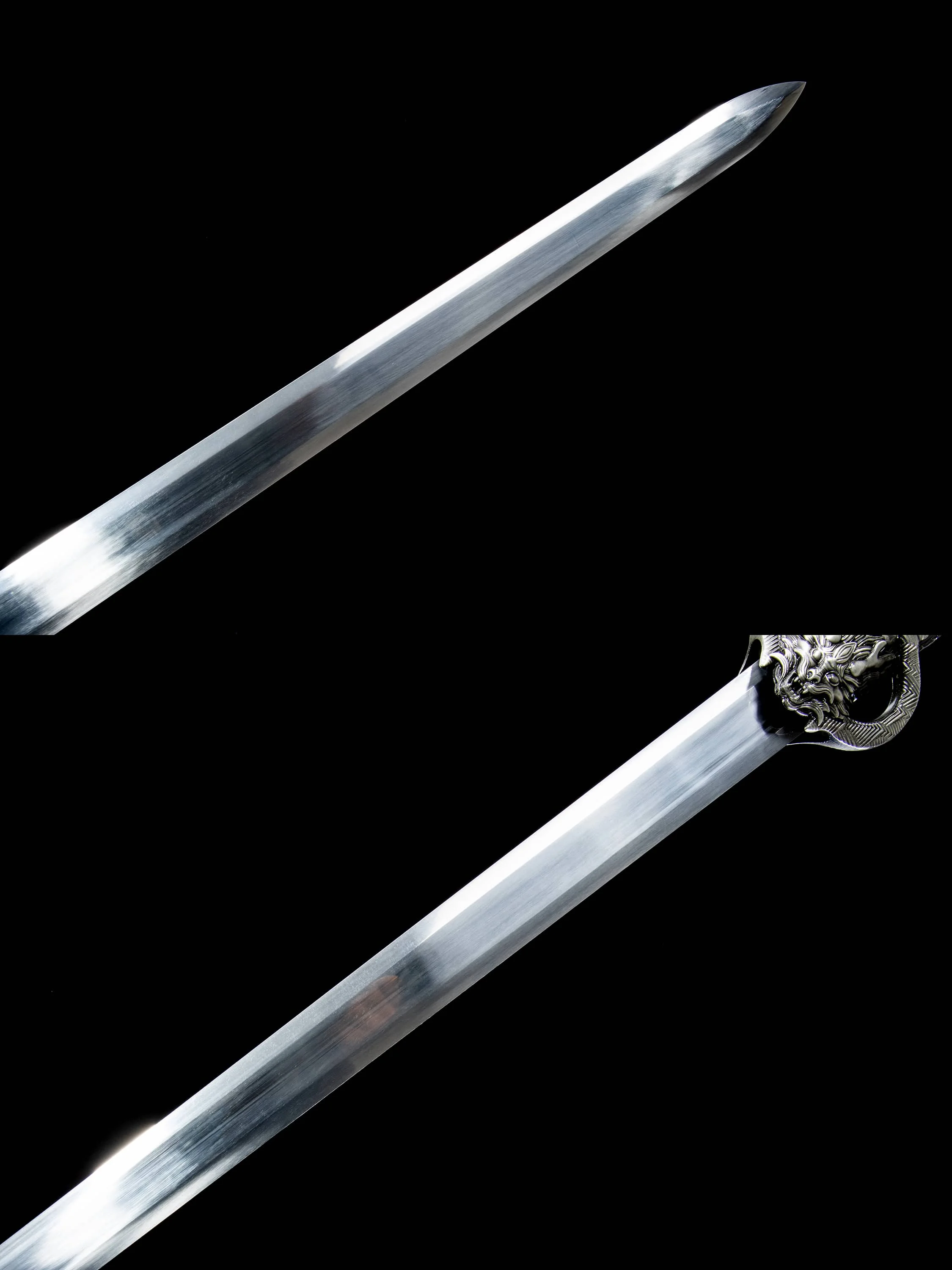 88cm Medieval silver dragon sword carbon steel sharp Weapons katana full tang Combat Preparation Ninja Samurai Sword Training