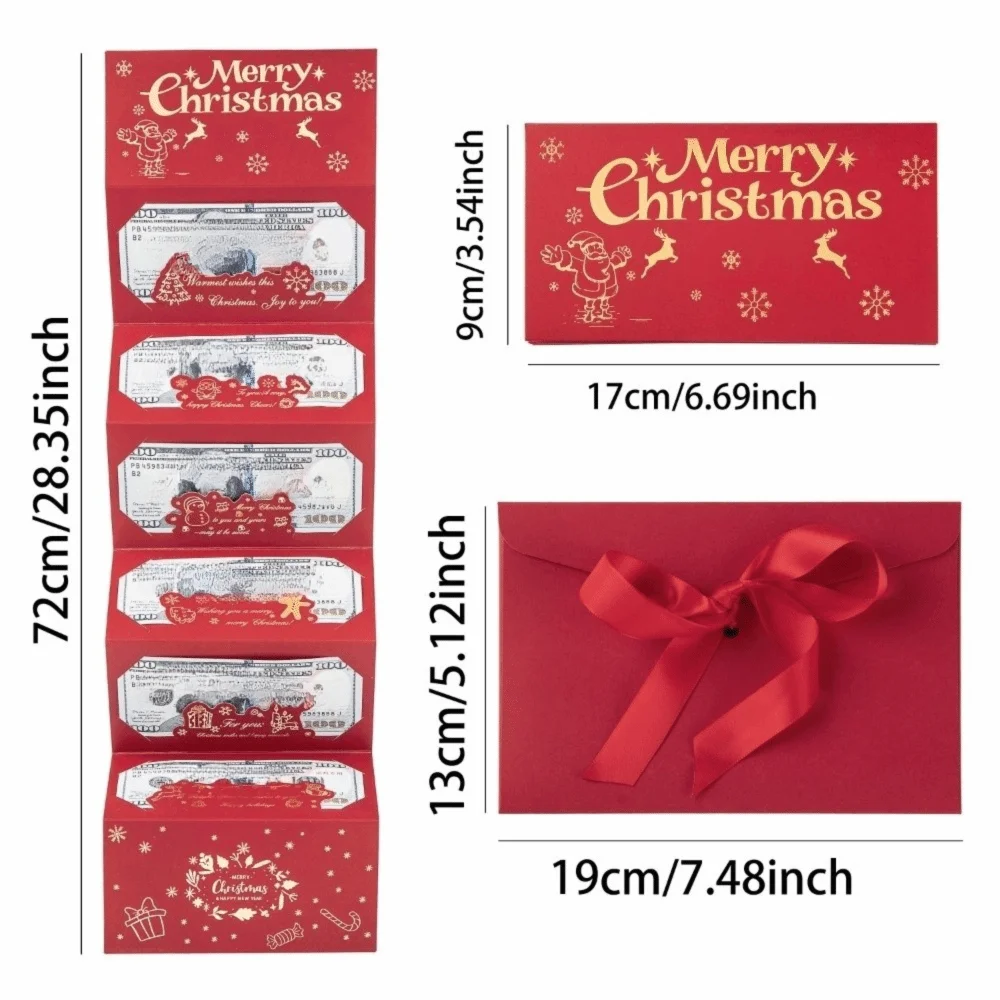 2 Set Kerstman Kerst Geldkaart Envelop Rode Lucky Opvouwbare Bankbiljetkaart Navidad 6-kaartposities