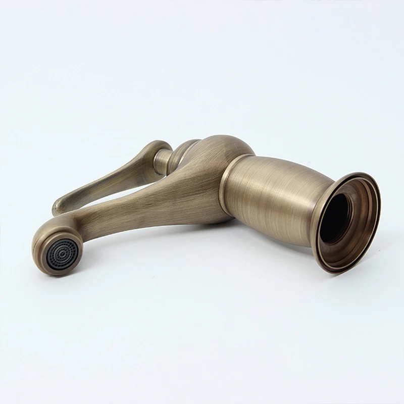 Bathroom Faucet Antique Bronze Finish Brass Basin Sink Solid Brass Faucets Single Handle Water Mixer Taps Bath Crane ELFCT001-F