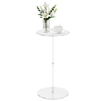 Round Acrylic Drink Table Transparent Coffee Table End Modern Living Room Bedroom Office Bedside Side Table Home Decorations