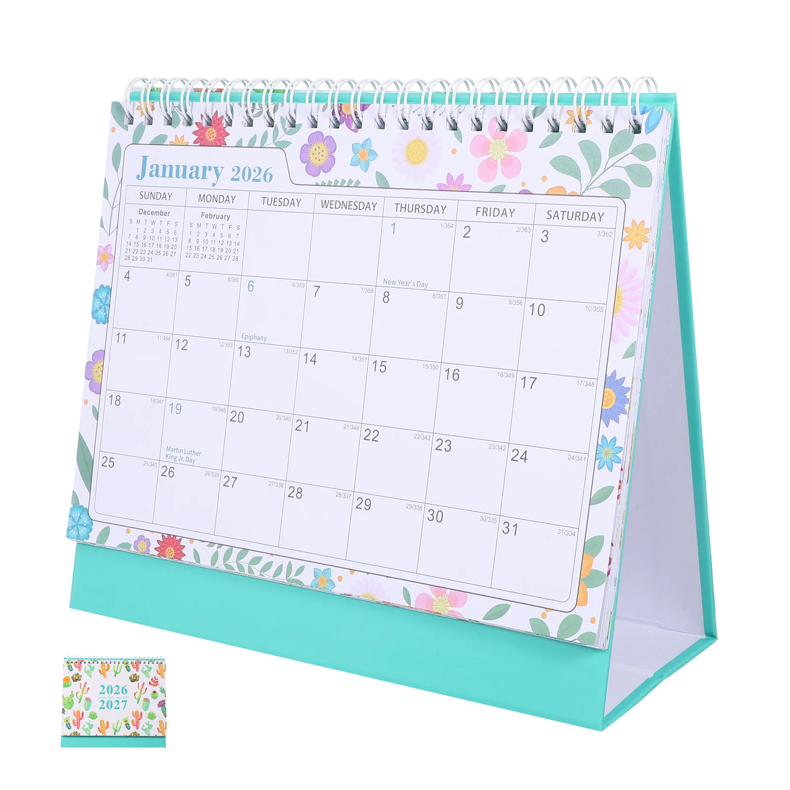 2026 Schreibtisch-Stehblock-Kalender, minimalistische kompakte Größe für Büro, Zuhause, täglicher Organizer, Monatsplaner, datierter Desktop-Kalender