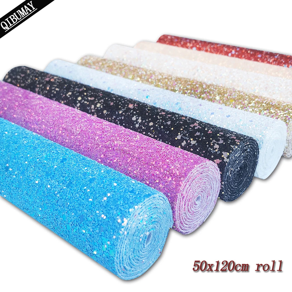 Рулон блестящей ткани QIBU 50x120 см, золотисто-белые синтетические кожаные материалы, аксессуары «сделай сам» для волос с бантом, ремесла для сумок, обуви