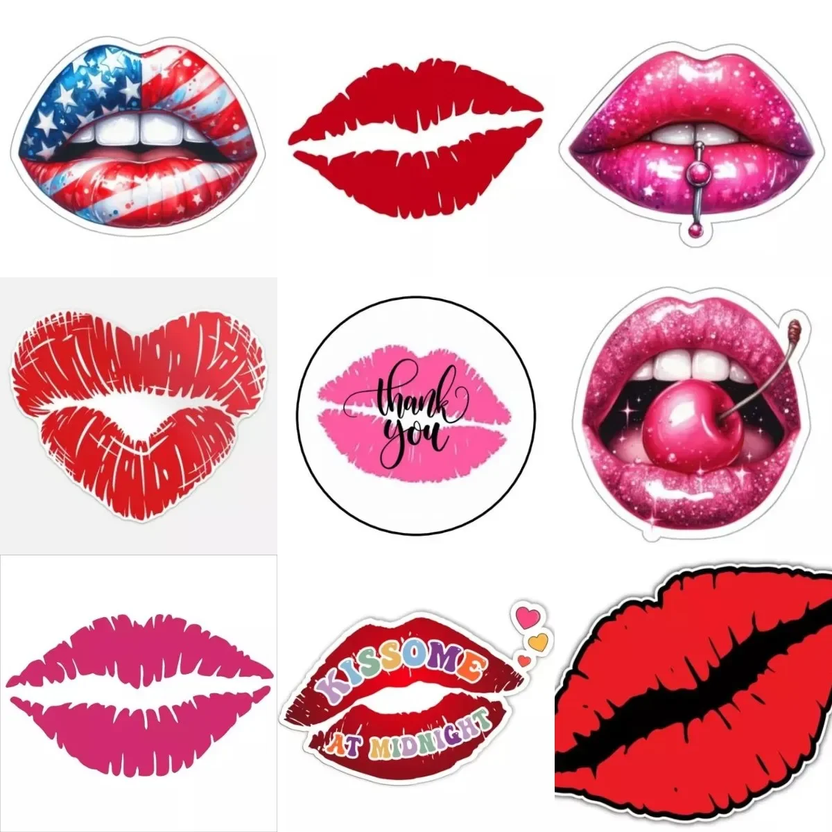 

Lips Kiss Creative Personalized PVC Sticker for Decorate Wall Car Truck Van Motorcycle Off-road Window Truck Decal Accessories