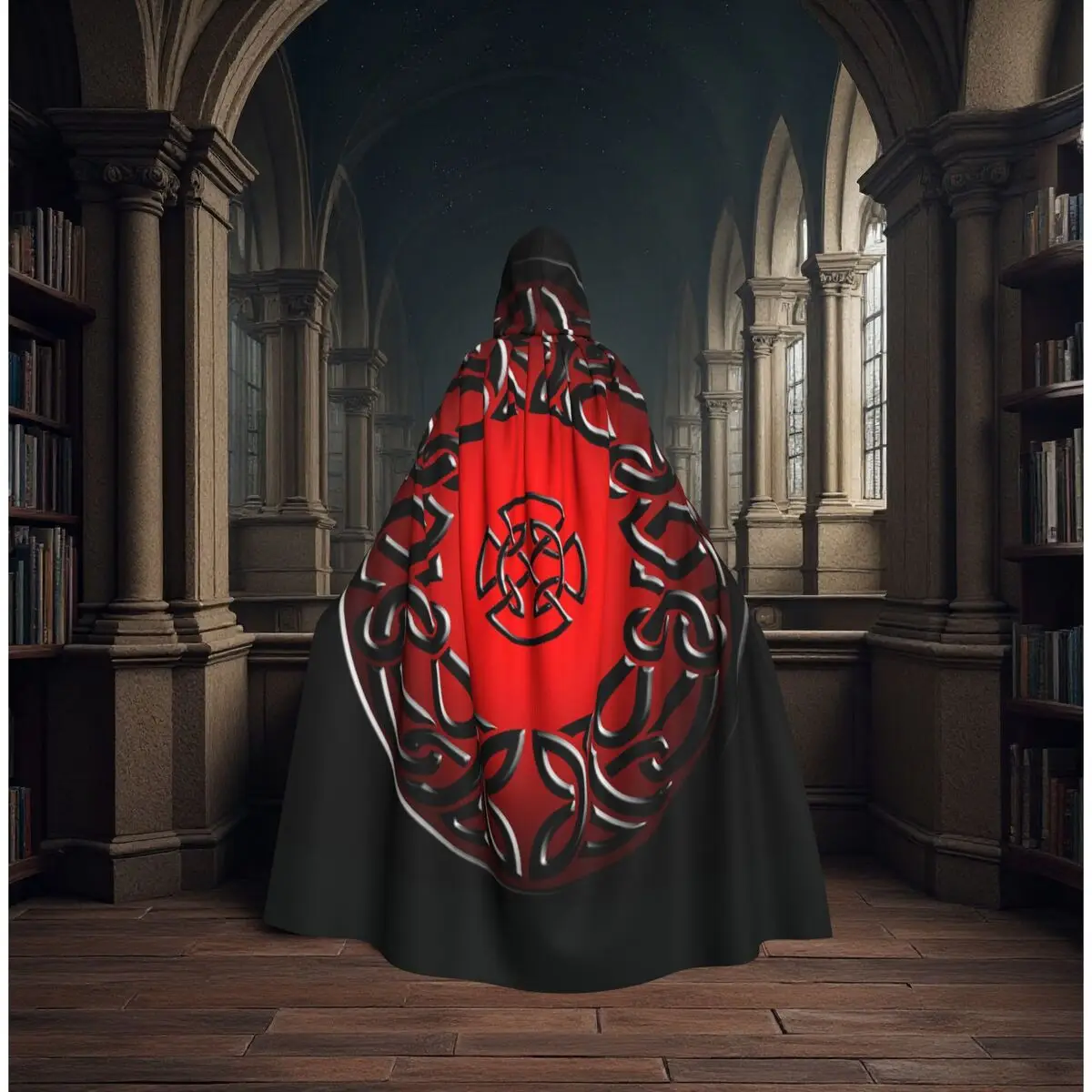 

Purple Celtic Knot Pattern Long Hooded Cloak Witch Medieval Costume Cosplay Cape HalloweenVampire Adult Unisex