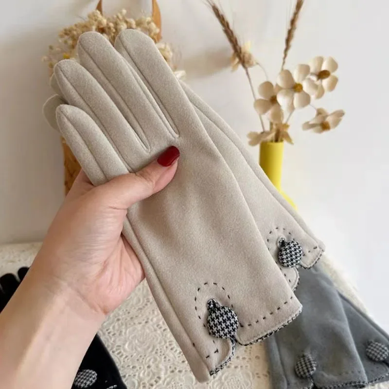 المزاج: القيادة وركوب الدراجات النسائية للخريف والشتاء مع عزل مخملي سميك، قفازات دافئة، قفازات شاشة تعمل باللمس