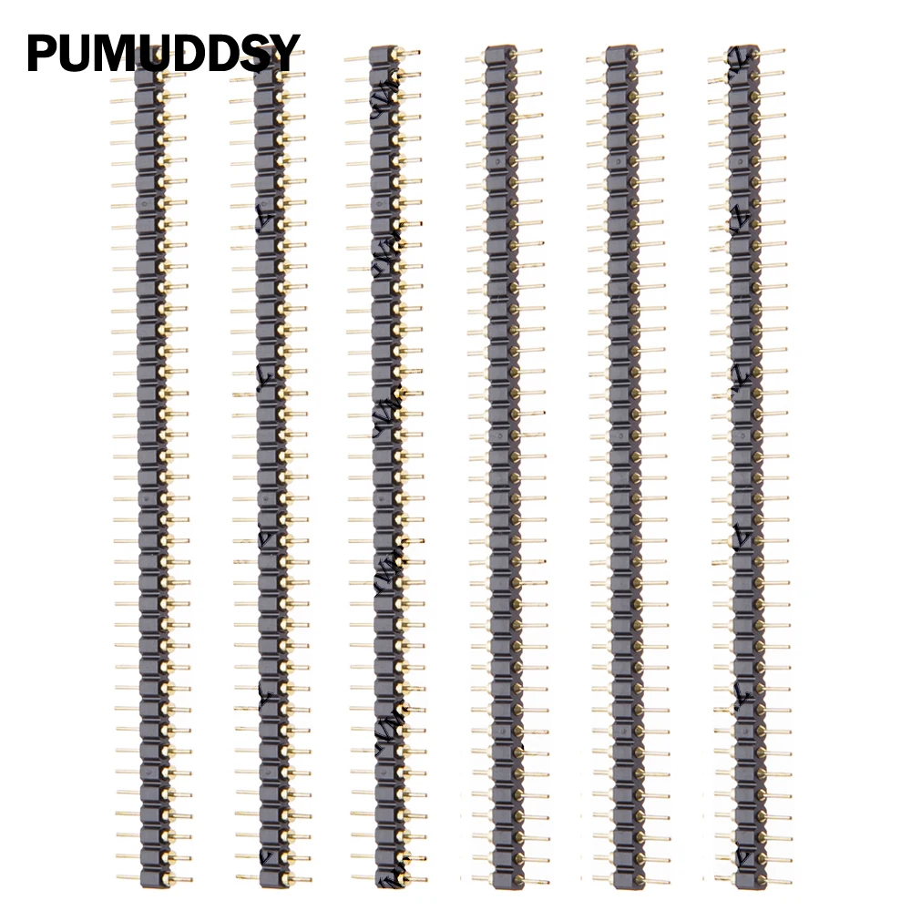 5PCS 2.54mm Pin Connector Strip Round Needle 1x40 Connector 40Pin Header Strip Male Header Single Row 40 Pin 2.54mm 40P 2.54mm