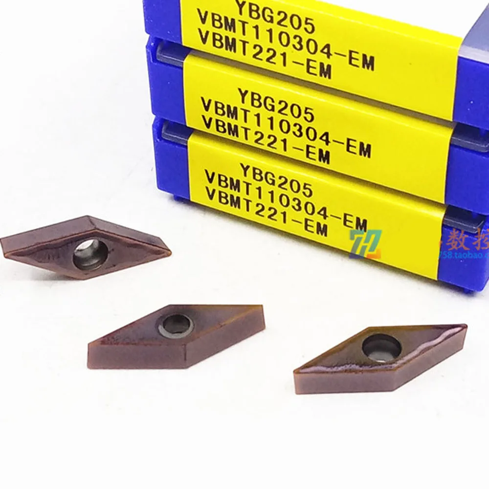 1Box Original China CNC Blade VBMT110304-EM YBG205 Carbide Inserts VBMT110304EM YBG205 Lathe Machining Tools For Stainless Steel