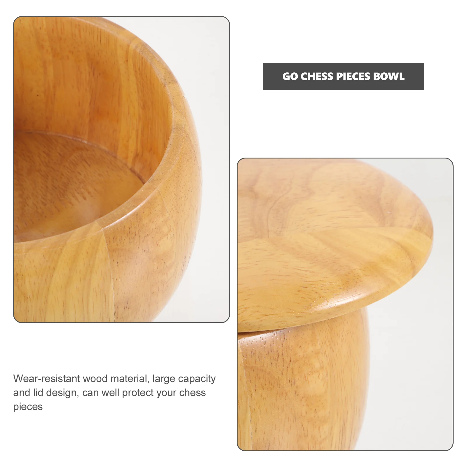 

2pcs Solid Chess Bowl Natural Grain Storage Pot for Game Pieces Wooden Canister Home Chess Room Decor
