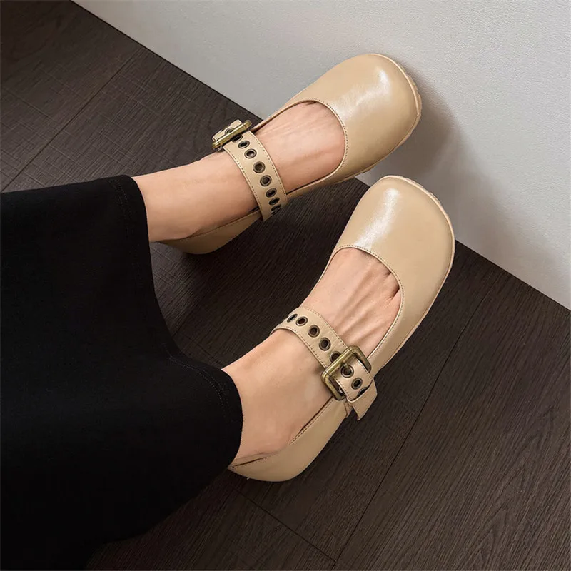 New Spring Summer Women Shoes Fashion Round Toe Shoes for Women Low Heel Height-increasing Insoles Women Pumps Mary Jane Shoes