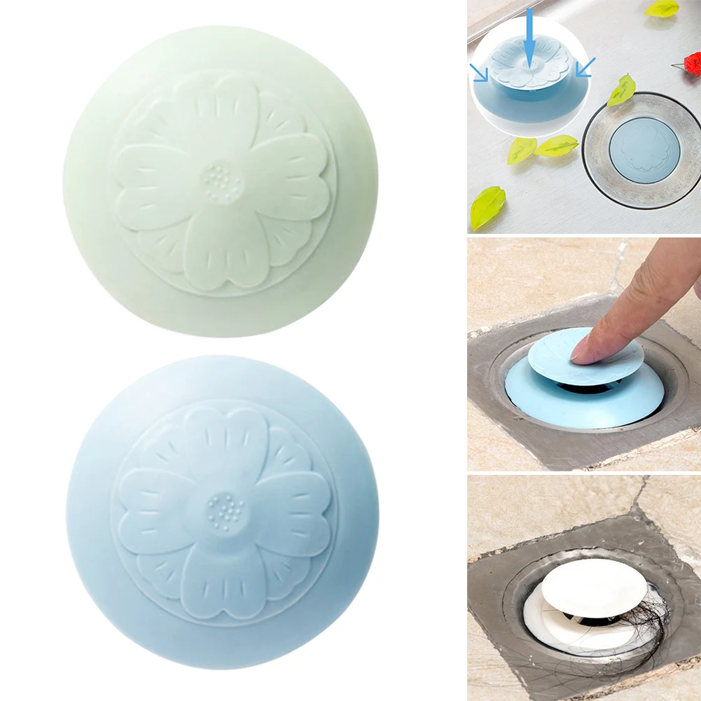 Kitchen Sink Plug Home Bathroom Floor Drain Hair Filter Bathtub Protector 2 IN 1 Floor Soft Silicone Drain Stopper Deodorant