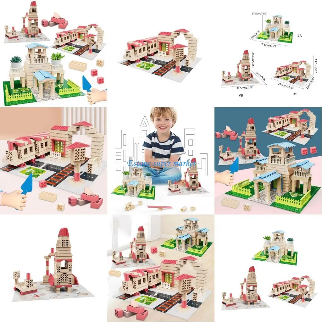 

090B Architecture Building Block Villa Garden Rocket Lauch Tower Train Station Model