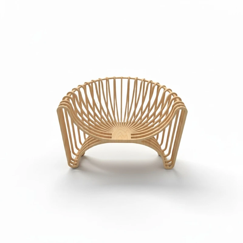 Massivholz-Sofa mit geschnittenen Holzstreifen, Massivholz-Sofa mit geschnittenen Holzstreifen