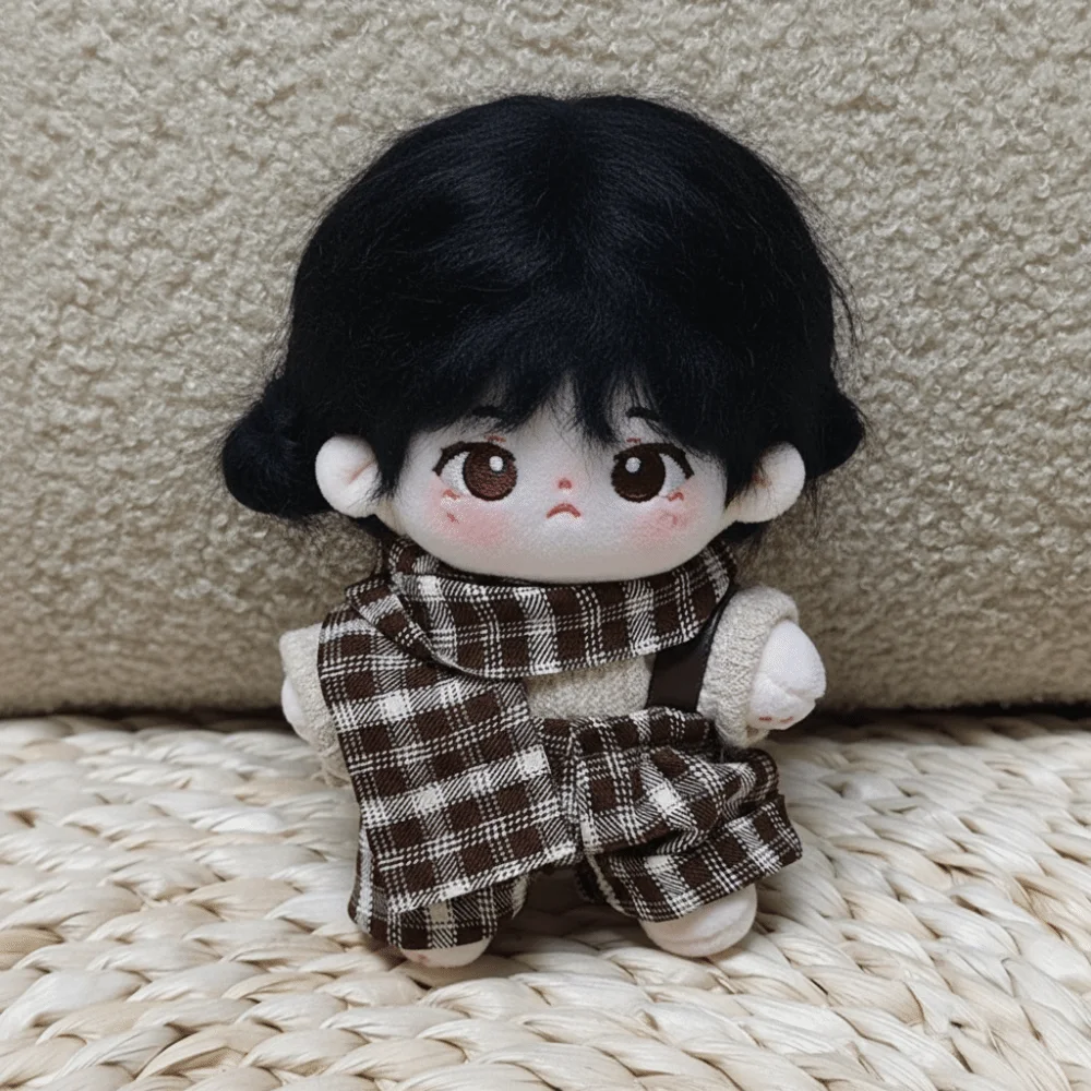 

1 set Replacement Set Plaid Overall 10cm Cotton Clothes Scarf Suit Clothes Outfit Uniform Mini Dress Up Set Accessories